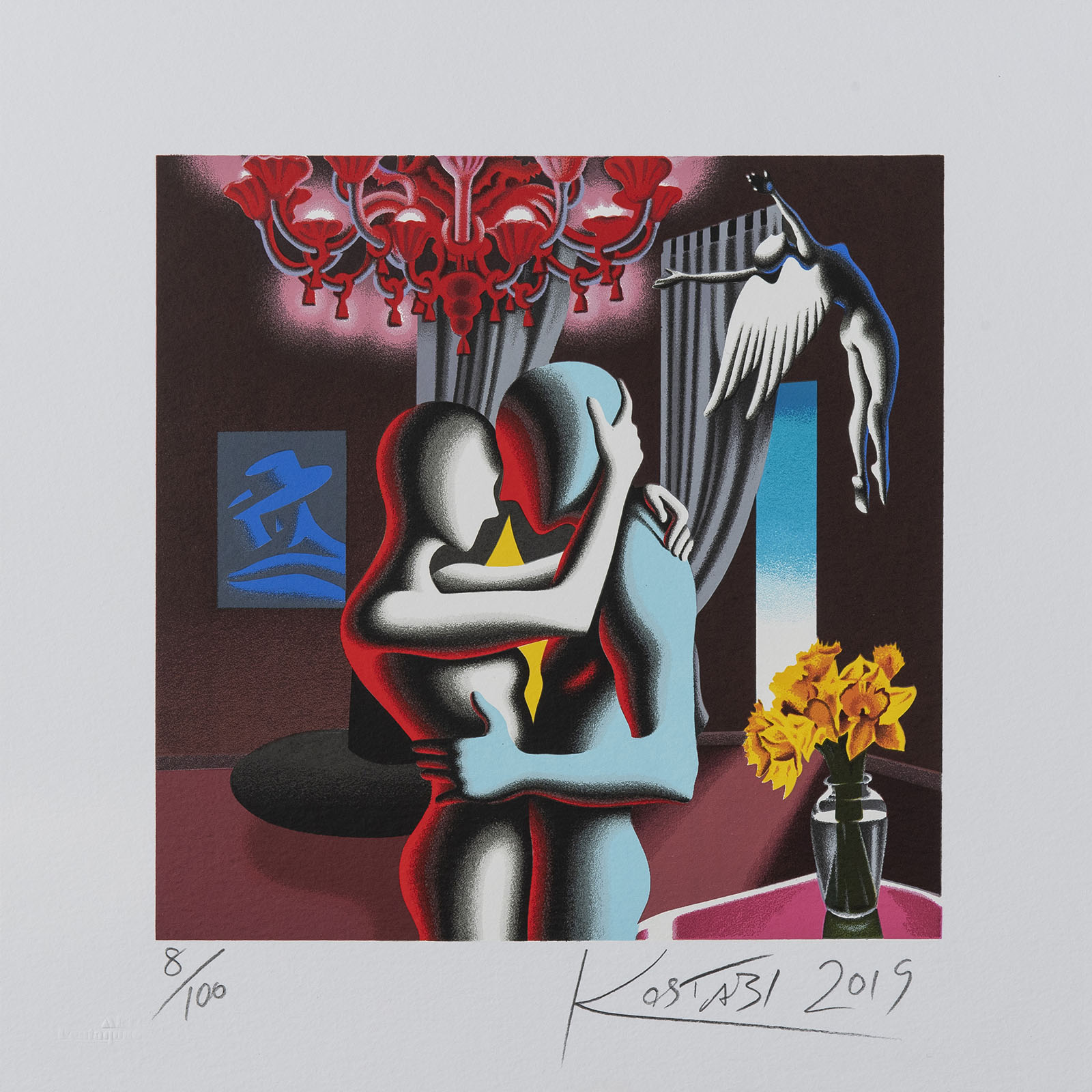 Mark Kostabi – Embracing The Future – 35×35