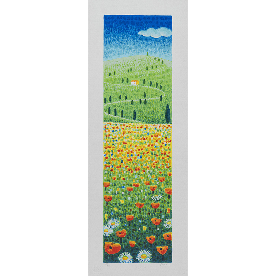 Mimmo Sciarrano - Paesaggio toscano - Serigrafia polimaterica 25x70