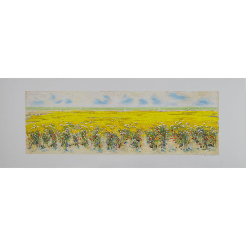 Natale Addamiano - Grande campo in fiori - Serigrafia 50x140cm