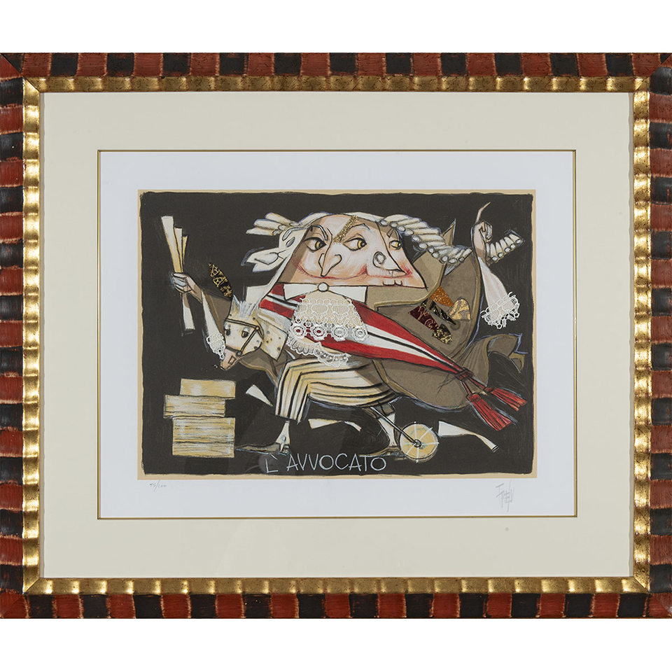 Paolo Fresu – L’avvocato – Serigrafia e collage 86×73 cm