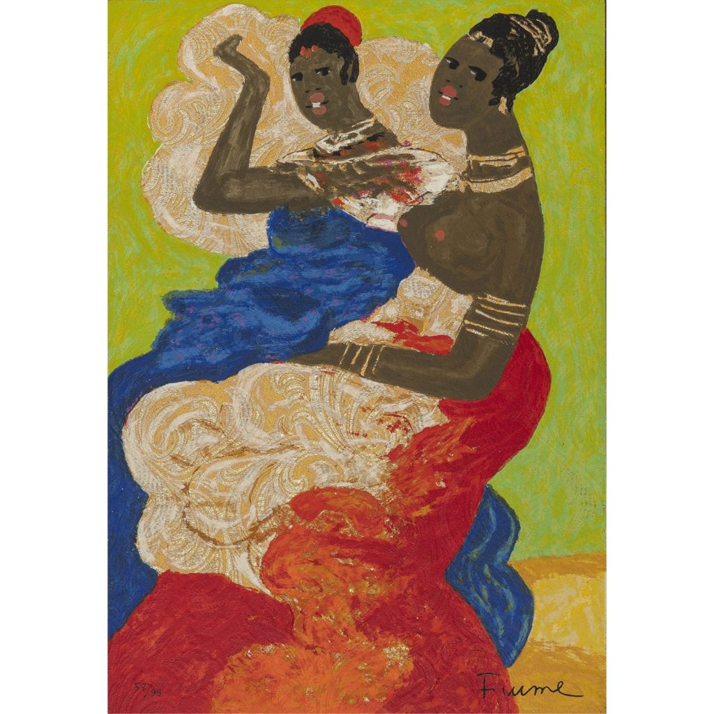 Salvatore Fiume - Le sorelle somale - Serigrafia polimaterica d'apres 50x35cm